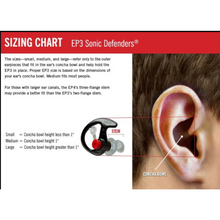 EP3 Sonic Defenders® Filtered Flanged Earplugs - size guide - HCC Tactical