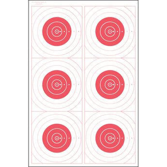 Red; Action Target - Six Bull's-Eye Military Training Target (23" x 35") - HCC Tactical